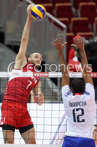  25.09.2013 GDANSK ERGO ARENA<br />SIATKOWKA MEZCZYZN<br />MISTRZOSTWA EUROPY W SIATKOWCE MEZCZYZN 2013 CEV VELUX<br />VOLLEYBALL EUROPEAN CHAMPIONSHIP MEN 2013 - FINAL ROUND <br />BARAZE O AWANS DO CWIERCFINALU<br />FRANCJA - ROSJA ( FRANCE - RUSSIA )<br />N/Z NIKOLAY PAVLOV EARVIN NGAPETH <br /> 