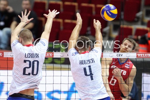  25.09.2013 GDANSK ERGO ARENA<br />SIATKOWKA MEZCZYZN<br />MISTRZOSTWA EUROPY W SIATKOWCE MEZCZYZN 2013 CEV VELUX<br />VOLLEYBALL EUROPEAN CHAMPIONSHIP MEN 2013 - FINAL ROUND <br />BARAZE O AWANS DO CWIERCFINALU<br />FRANCJA - ROSJA ( FRANCE - RUSSIA )<br />N/Z EVGENY SIVOZHELEZ KEVIN LE ROUX ANTONIN ROUZIER <br /> 