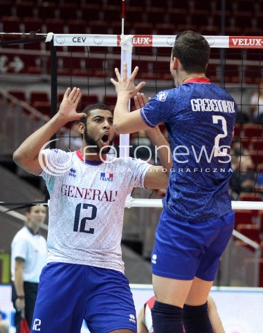  25.09.2013 GDANSK ERGO ARENA<br />SIATKOWKA MEZCZYZN<br />MISTRZOSTWA EUROPY W SIATKOWCE MEZCZYZN 2013 CEV VELUX<br />VOLLEYBALL EUROPEAN CHAMPIONSHIP MEN 2013 - FINAL ROUND <br />BARAZE O AWANS DO CWIERCFINALU<br />FRANCJA - ROSJA ( FRANCE - RUSSIA )<br />N/Z EARVIN NGAPETH JENIA GREBENNIKOV RADOSC EMOCJE <br /> 