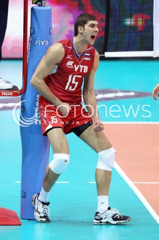  25.09.2013 GDANSK ERGO ARENA<br />SIATKOWKA MEZCZYZN<br />MISTRZOSTWA EUROPY W SIATKOWCE MEZCZYZN 2013 CEV VELUX<br />VOLLEYBALL EUROPEAN CHAMPIONSHIP MEN 2013 - FINAL ROUND <br />BARAZE O AWANS DO CWIERCFINALU<br />FRANCJA - ROSJA ( FRANCE - RUSSIA )<br />N/Z DMITRIY ILINYKH RADOSC EMOCJE SYLWETKA <br /> 