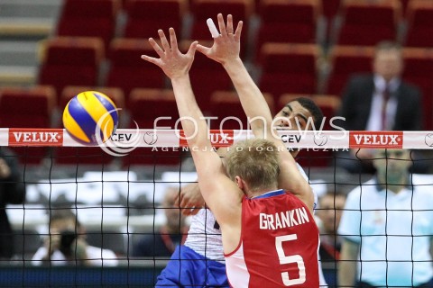  25.09.2013 GDANSK ERGO ARENA<br />SIATKOWKA MEZCZYZN<br />MISTRZOSTWA EUROPY W SIATKOWCE MEZCZYZN 2013 CEV VELUX<br />VOLLEYBALL EUROPEAN CHAMPIONSHIP MEN 2013 - FINAL ROUND <br />BARAZE O AWANS DO CWIERCFINALU<br />FRANCJA - ROSJA ( FRANCE - RUSSIA )<br />N/Z EARVIN NGAPETH SERGEY GRANKIN <br /> 