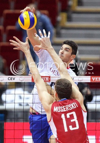  25.09.2013 GDANSK ERGO ARENA<br />SIATKOWKA MEZCZYZN<br />MISTRZOSTWA EUROPY W SIATKOWCE MEZCZYZN 2013 CEV VELUX<br />VOLLEYBALL EUROPEAN CHAMPIONSHIP MEN 2013 - FINAL ROUND <br />BARAZE O AWANS DO CWIERCFINALU<br />FRANCJA - ROSJA ( FRANCE - RUSSIA )<br />N/Z NICOLAS LE GOFF DMITRIY MUSERSKIY <br /> 