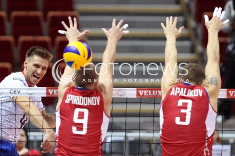  25.09.2013 GDANSK ERGO ARENA<br />SIATKOWKA MEZCZYZN<br />MISTRZOSTWA EUROPY W SIATKOWCE MEZCZYZN 2013 CEV VELUX<br />VOLLEYBALL EUROPEAN CHAMPIONSHIP MEN 2013 - FINAL ROUND <br />BARAZE O AWANS DO CWIERCFINALU<br />FRANCJA - ROSJA ( FRANCE - RUSSIA )<br />N/Z ANTONIN ROUZIER ALEXEY SPIRIDONOV NIKOLAY APALIKOV <br /> 