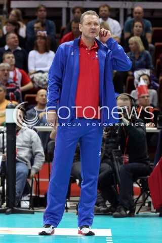  25.09.2013 GDANSK ERGO ARENA<br />SIATKOWKA MEZCZYZN<br />MISTRZOSTWA EUROPY W SIATKOWCE MEZCZYZN 2013 CEV VELUX<br />VOLLEYBALL EUROPEAN CHAMPIONSHIP MEN 2013 - FINAL ROUND <br />BARAZE O AWANS DO CWIERCFINALU<br />FRANCJA - ROSJA ( FRANCE - RUSSIA )<br />N/Z ANDREI VORONKOV HEAD COACH ( TRENER ) SYLWETKA <br /> 