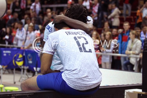  25.09.2013 GDANSK ERGO ARENA<br />SIATKOWKA MEZCZYZN<br />MISTRZOSTWA EUROPY W SIATKOWCE MEZCZYZN 2013 CEV VELUX<br />VOLLEYBALL EUROPEAN CHAMPIONSHIP MEN 2013 - FINAL ROUND <br />BARAZE O AWANS DO CWIERCFINALU<br />FRANCJA - ROSJA ( FRANCE - RUSSIA )<br />N/Z EARVIN NGAPETH SMUTEK PORAZKA PRZEGRANA EMOCJE<br /> 