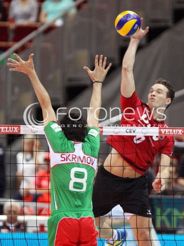  25.09.2013 GDANSK ERGO ARENA<br />SIATKOWKA MEZCZYZN<br />MISTRZOSTWA EUROPY W SIATKOWCE MEZCZYZN 2013 CEV VELUX<br />VOLLEYBALL EUROPEAN CHAMPIONSHIP MEN 2013 - FINAL ROUND <br />BARAZE O AWANS DO CWIERCFINALU<br />NIEMCY - BULGARIA ( GERMANY - BULGARIA )<br />N/Z DENYS KALIBERDA TODOR SKRIMOV <br /> 