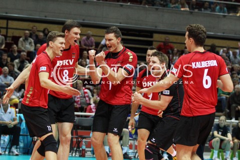  25.09.2013 GDANSK ERGO ARENA<br />SIATKOWKA MEZCZYZN<br />MISTRZOSTWA EUROPY W SIATKOWCE MEZCZYZN 2013 CEV VELUX<br />VOLLEYBALL EUROPEAN CHAMPIONSHIP MEN 2013 - FINAL ROUND <br />BARAZE O AWANS DO CWIERCFINALU<br />NIEMCY - BULGARIA ( GERMANY - BULGARIA )<br />N/Z MARCUS BOHME CHRISTIAN FROMM GYORGY GROZER DENYS KALIBERDA RADOSC EMOCJE <br /> 