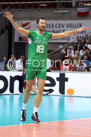  25.09.2013 GDANSK ERGO ARENA<br />SIATKOWKA MEZCZYZN<br />MISTRZOSTWA EUROPY W SIATKOWCE MEZCZYZN 2013 CEV VELUX<br />VOLLEYBALL EUROPEAN CHAMPIONSHIP MEN 2013 - FINAL ROUND <br />BARAZE O AWANS DO CWIERCFINALU<br />NIEMCY - BULGARIA ( GERMANY - BULGARIA )<br />N/Z NIKOLOV NIKOLAY SYLWETKA RADOSC EMOCJE <br /> 