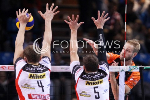  04.10.2013 RZESZOW<br />SIATKOWKA MEZCZYZN<br />MECZ TOWARZYSKI<br />ASSECO RESOVIA - JASTRZEBSKI WEGIEL<br />N/Z THOMAS JARMOC PIOTR NOWAKOWSKI LUKAS TICHACEK <br /> 