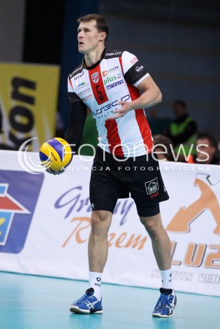  04.10.2013 RZESZOW<br />SIATKOWKA MEZCZYZN<br />MECZ TOWARZYSKI<br />ASSECO RESOVIA - JASTRZEBSKI WEGIEL<br />N/Z LUKAS TICHACEK SYLWETKA<br /> 