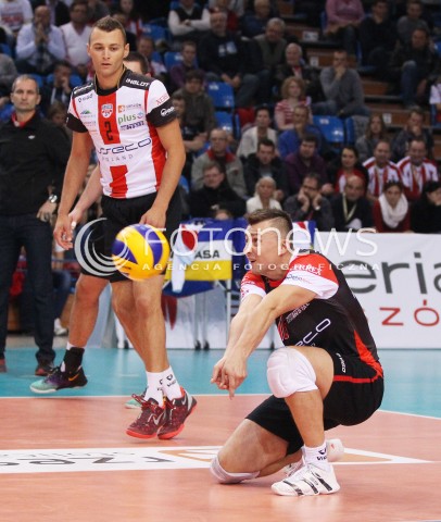  04.10.2013 RZESZOW<br />SIATKOWKA MEZCZYZN<br />MECZ TOWARZYSKI<br />ASSECO RESOVIA - JASTRZEBSKI WEGIEL<br />N/Z KRZYSZTOF IGNACZAK PAUL LOTMAN <br /> 