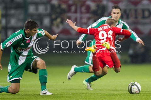  06.10.2013 LODZ PILKA NOZNA T-MOBILE EKSTRAKLASA SEZON 2013/2014 FOOTBALL POLISH EKSTRAKLASA SEASON WIDZEW LODZ - LECHIA GDANSK N/Z VELEJKO BATROVIC PIOTR GRZELCZAK   