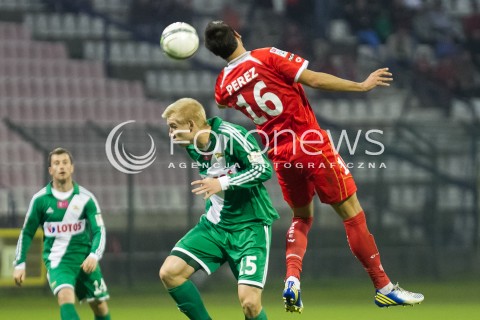  06.10.2013 LODZ PILKA NOZNA T-MOBILE EKSTRAKLASA SEZON 2013/2014 FOOTBALL POLISH EKSTRAKLASA SEASON WIDZEW LODZ - LECHIA GDANSK N/Z  JONATHAN DE AMO PEREZ DUDA ADAM   
