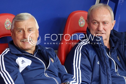  06.10.2013 KRAKOW <br />PILKA NOZNA POLSKA T-MOBILE EKSTRAKLASA SEZON 2013/2014 FOOTBALL POLISH EKSTRAKLASA SEASON 2013/2014 WISLA KRAKOW - LEGIA WARSZAWA<br />N/Z FRANCISZEK SMUDA ( TRENER ) KAZIMIERZ KMIECIK<br /> 