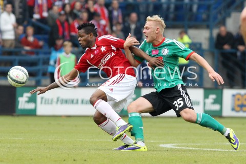  06.10.2013 KRAKOW <br />PILKA NOZNA POLSKA T-MOBILE EKSTRAKLASA SEZON 2013/2014 FOOTBALL POLISH EKSTRAKLASA SEASON 2013/2014 WISLA KRAKOW - LEGIA WARSZAWA<br />N/Z EMMANUEL SARKI DANIEL LUKASIK <br /> 