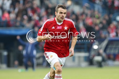  06.10.2013 KRAKOW <br />PILKA NOZNA POLSKA T-MOBILE EKSTRAKLASA SEZON 2013/2014 FOOTBALL POLISH EKSTRAKLASA SEASON 2013/2014 WISLA KRAKOW - LEGIA WARSZAWA<br />N/Z PAWEL BROZEK BRAMKA RADOSC GOL NA 1:0 SYLWETKA<br /> 