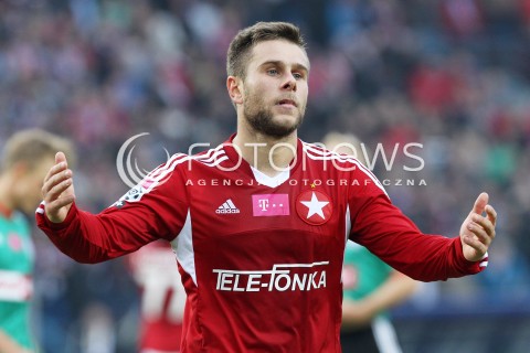  06.10.2013 KRAKOW <br />PILKA NOZNA POLSKA T-MOBILE EKSTRAKLASA SEZON 2013/2014 FOOTBALL POLISH EKSTRAKLASA SEASON 2013/2014 WISLA KRAKOW - LEGIA WARSZAWA<br />N/Z PATRYK MALECKI ZLOSC EMOCJE SMUTEK<br /> 