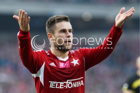  06.10.2013 KRAKOW <br />PILKA NOZNA POLSKA T-MOBILE EKSTRAKLASA SEZON 2013/2014 FOOTBALL POLISH EKSTRAKLASA SEASON 2013/2014 WISLA KRAKOW - LEGIA WARSZAWA<br />N/Z PATRYK MALECKI ZLOSC EMOCJE SMUTEK<br /> 