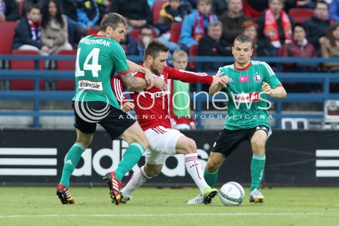  06.10.2013 KRAKOW <br />PILKA NOZNA POLSKA T-MOBILE EKSTRAKLASA SEZON 2013/2014 FOOTBALL POLISH EKSTRAKLASA SEASON 2013/2014 WISLA KRAKOW - LEGIA WARSZAWA<br />N/Z PATRYK MALECKI JAKUB WAWRZYNIAK TOMASZ BRZYSKI <br /> 