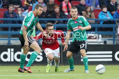  06.10.2013 KRAKOW <br />PILKA NOZNA POLSKA T-MOBILE EKSTRAKLASA SEZON 2013/2014 FOOTBALL POLISH EKSTRAKLASA SEASON 2013/2014 WISLA KRAKOW - LEGIA WARSZAWA<br />N/Z PATRYK MALECKI JAKUB WAWRZYNIAK TOMASZ BRZYSKI <br /> 