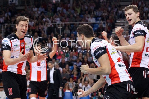 11.10.2013 RZESZOW<br />SIATKOWKA PLUS LIGA 2013/2014 MEN VOLLEYBALL POLAND POLISH PLUSLIGA LEAGUE SEASON 2013/2014 <br />MECZ ASSECO RESOVIA RZESZOW - BBTS BIELSKO BIALA <br />N/Z JOCHEN SCHOPS FABIAN DRZYZGA PIOTR NOWAKOWSKI RADOSC EMOCJE <br /> 