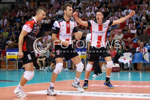  11.10.2013 RZESZOW<br />SIATKOWKA PLUS LIGA 2013/2014 MEN VOLLEYBALL POLAND POLISH PLUSLIGA LEAGUE SEASON 2013/2014 <br />MECZ ASSECO RESOVIA RZESZOW - BBTS BIELSKO BIALA <br />N/Z KRZYSZTOF IGNACZAK PETER VERES OLIEG ACHREM RADOSC EMOCJE <br /> 