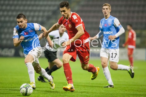  25.10.2013 LODZ PILKA NOZNA T-MOBILE EKSTRAKLASA SEZON 2013/2014 FOOTBALL POLISH EKSTRAKLASA SEASON WIDZEW LODZ - CRACOVIA KRAKOW N/Z KRYSTIAN NOWAK VLADIMIR BOLJEVIC  
