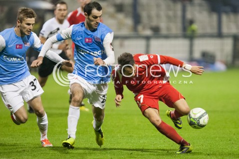  25.10.2013 LODZ PILKA NOZNA T-MOBILE EKSTRAKLASA SEZON 2013/2014 FOOTBALL POLISH EKSTRAKLASA SEASON WIDZEW LODZ - CRACOVIA KRAKOW N/Z MARIUSZ RYBICKI BARTLOMIEJ DUDZIC MAREK WASILUK   