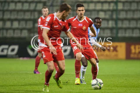  25.10.2013 LODZ PILKA NOZNA T-MOBILE EKSTRAKLASA SEZON 2013/2014 FOOTBALL POLISH EKSTRAKLASA SEASON WIDZEW LODZ - CRACOVIA KRAKOW N/Z KRYSTIAN NOWAK SAIDI NTIBAZONKIZA    