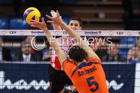  30.10.2013 RZESZOW POLAND<br />SIATKOWKA LIGA MISTRZOW MEN CEV VOLLEYBALL CHAMPIONS LEAGUE 2013 MATCH<br />ASSECO RESOVIA - BUDVANSKA RIVIJERA BUDVA<br />N/Z NIKOLAY PENCZEV PENCHEV LUKA SULJAGIC <br /> 