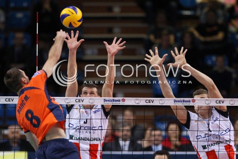  30.10.2013 RZESZOW POLAND<br />SIATKOWKA LIGA MISTRZOW MEN CEV VOLLEYBALL CHAMPIONS LEAGUE 2013 MATCH<br />ASSECO RESOVIA - BUDVANSKA RIVIJERA BUDVA<br />N/Z LUKAS TICHACEK DAWID KONARSKI MARKO BOJIC <br /> 