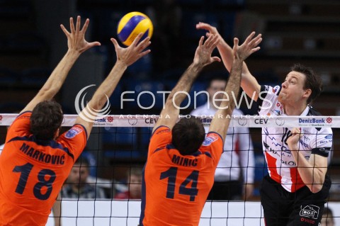 30.10.2013 RZESZOW POLAND<br />SIATKOWKA LIGA MISTRZOW MEN CEV VOLLEYBALL CHAMPIONS LEAGUE 2013 MATCH<br />ASSECO RESOVIA - BUDVANSKA RIVIJERA BUDVA<br />N/Z JOCHEN SCHOPS MILAN MARKOVIC ALEKSANDAR MINIC <br /> 
