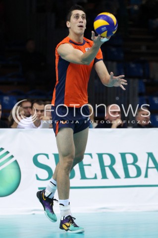 30.10.2013 RZESZOW POLAND<br />SIATKOWKA LIGA MISTRZOW MEN CEV VOLLEYBALL CHAMPIONS LEAGUE 2013 MATCH<br />ASSECO RESOVIA - BUDVANSKA RIVIJERA BUDVA<br />N/Z LUKA SULJAGIC SYLWETKA <br /> 