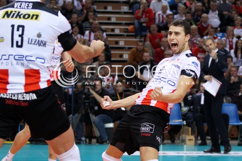  30.10.2013 RZESZOW POLAND<br />SIATKOWKA LIGA MISTRZOW MEN CEV VOLLEYBALL CHAMPIONS LEAGUE 2013 MATCH<br />ASSECO RESOVIA - BUDVANSKA RIVIJERA BUDVA<br />N/Z FABIAN DRZYZGA RADOSC EMOCJE <br /> 