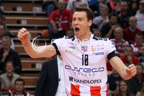  30.10.2013 RZESZOW POLAND<br />SIATKOWKA LIGA MISTRZOW MEN CEV VOLLEYBALL CHAMPIONS LEAGUE 2013 MATCH<br />ASSECO RESOVIA - BUDVANSKA RIVIJERA BUDVA<br />N/Z JOCHEN SCHOPS RADOSC EMOCJE <br /> 