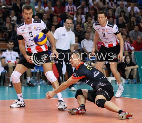  30.10.2013 RZESZOW POLAND<br />SIATKOWKA LIGA MISTRZOW MEN CEV VOLLEYBALL CHAMPIONS LEAGUE 2013 MATCH<br />ASSECO RESOVIA - BUDVANSKA RIVIJERA BUDVA<br />N/Z KRZYSZTOF IGNACZAK PETER VERES JOCHEN SCHOPS <br /> 