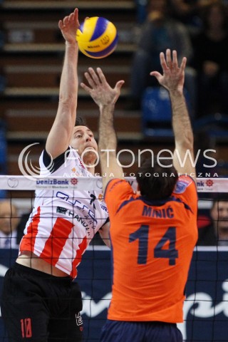  30.10.2013 RZESZOW POLAND<br />SIATKOWKA LIGA MISTRZOW MEN CEV VOLLEYBALL CHAMPIONS LEAGUE 2013 MATCH<br />ASSECO RESOVIA - BUDVANSKA RIVIJERA BUDVA<br />N/Z JOCHEN SCHOPS ALEKSANDAR MINIC <br /> 
