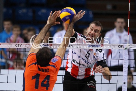  30.10.2013 RZESZOW POLAND<br />SIATKOWKA LIGA MISTRZOW MEN CEV VOLLEYBALL CHAMPIONS LEAGUE 2013 MATCH<br />ASSECO RESOVIA - BUDVANSKA RIVIJERA BUDVA<br />N/Z PETER VERES ALEKSANDAR MINIC <br /> 