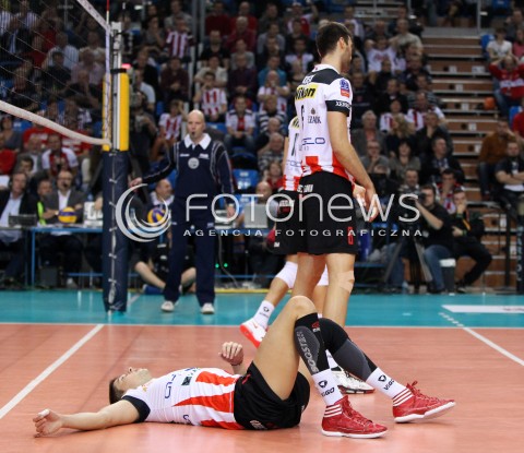  30.10.2013 RZESZOW POLAND<br />SIATKOWKA LIGA MISTRZOW MEN CEV VOLLEYBALL CHAMPIONS LEAGUE 2013 MATCH<br />ASSECO RESOVIA - BUDVANSKA RIVIJERA BUDVA<br />N/Z NIKOLAY PENCZEV PENCHEV SMUTEK PORAZKA<br /> 