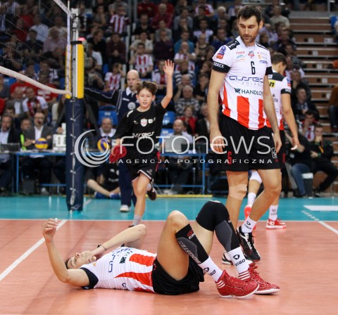  30.10.2013 RZESZOW POLAND<br />SIATKOWKA LIGA MISTRZOW MEN CEV VOLLEYBALL CHAMPIONS LEAGUE 2013 MATCH<br />ASSECO RESOVIA - BUDVANSKA RIVIJERA BUDVA<br />N/Z NIKOLAY PENCZEV PENCHEV GRZEGORZ KOSOK SMUTEK PORAZKA<br /> 