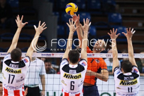  30.10.2013 RZESZOW POLAND<br />SIATKOWKA LIGA MISTRZOW MEN CEV VOLLEYBALL CHAMPIONS LEAGUE 2013 MATCH<br />ASSECO RESOVIA - BUDVANSKA RIVIJERA BUDVA<br />N/Z VOJIN CACIC NIKOLAY PENCZEV PENCHEV GRZEGORZ KOSOK FABIAN DRZYZGA <br /> 