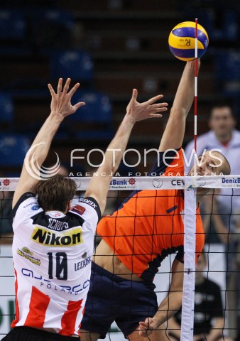  30.10.2013 RZESZOW POLAND<br />SIATKOWKA LIGA MISTRZOW MEN CEV VOLLEYBALL CHAMPIONS LEAGUE 2013 MATCH<br />ASSECO RESOVIA - BUDVANSKA RIVIJERA BUDVA<br />N/Z VOJIN CACIC JOCHEN SCHOPS <br /> 
