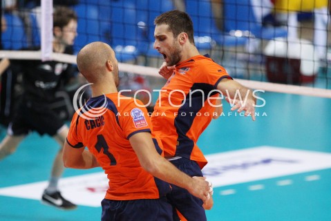  30.10.2013 RZESZOW POLAND<br />SIATKOWKA LIGA MISTRZOW MEN CEV VOLLEYBALL CHAMPIONS LEAGUE 2013 MATCH<br />ASSECO RESOVIA - BUDVANSKA RIVIJERA BUDVA<br />N/Z MARKO BOJIC VOJIN CACIC RADOSC EMOCJE<br /> 