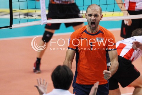  30.10.2013 RZESZOW POLAND<br />SIATKOWKA LIGA MISTRZOW MEN CEV VOLLEYBALL CHAMPIONS LEAGUE 2013 MATCH<br />ASSECO RESOVIA - BUDVANSKA RIVIJERA BUDVA<br />N/Z VOJIN CACIC RADOSC EMOCJE <br /> 