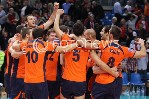  30.10.2013 RZESZOW POLAND<br />SIATKOWKA LIGA MISTRZOW MEN CEV VOLLEYBALL CHAMPIONS LEAGUE 2013 MATCH<br />ASSECO RESOVIA - BUDVANSKA RIVIJERA BUDVA<br />N/Z RADOSC SIATKARZY BUDVANSKA RIVIJERA BUDVA<br /> 