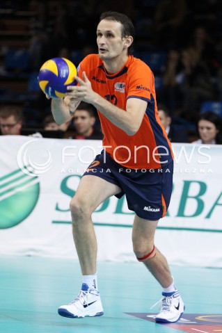  30.10.2013 RZESZOW POLAND<br />SIATKOWKA LIGA MISTRZOW MEN CEV VOLLEYBALL CHAMPIONS LEAGUE 2013 MATCH<br />ASSECO RESOVIA - BUDVANSKA RIVIJERA BUDVA<br />N/Z ALEKSA MILIVOJEVIC SYLWETKA <br /> 