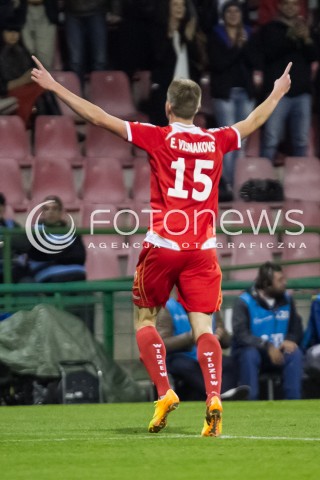  02.11.2013 LODZ PILKA NOZNA T-MOBILE EKSTRAKLASA SEZON 2013/2014 FOOTBALL POLISH EKSTRAKLASA SEASON WIDZEW LODZ - POGON SZCZECIN N/Z EDUARDS VISNIAKOVS SYLWETKA GOL RADOSC   