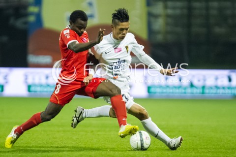  02.11.2013 LODZ PILKA NOZNA T-MOBILE EKSTRAKLASA SEZON 2013/2014 FOOTBALL POLISH EKSTRAKLASA SEASON WIDZEW LODZ - POGON SZCZECIN N/Z PRINCEWILL OKACHI AKAHOSHI TAKAFUMI   