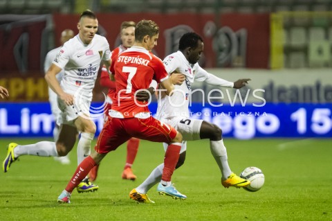  02.11.2013 LODZ PILKA NOZNA T-MOBILE EKSTRAKLASA SEZON 2013/2014 FOOTBALL POLISH EKSTRAKLASA SEASON WIDZEW LODZ - POGON SZCZECIN N/Z PATRYK STEPINSKI NGANGOVE TCHIAMI HERVE   