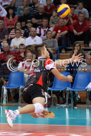  02.11.2013 RZESZOW <br />SIATKOWKA PLUS LIGA 2013/2014 MEN VOLLEYBALL POLAND POLISH PLUSLIGA LEAGUE SEASON 2013/2014 <br />MECZ ASSECO RESOVIA RZESZOW - TRANSFER BYDGOSZCZ<br />N/Z MATEUSZ MASLOWSKI SYLWETKA <br /> 